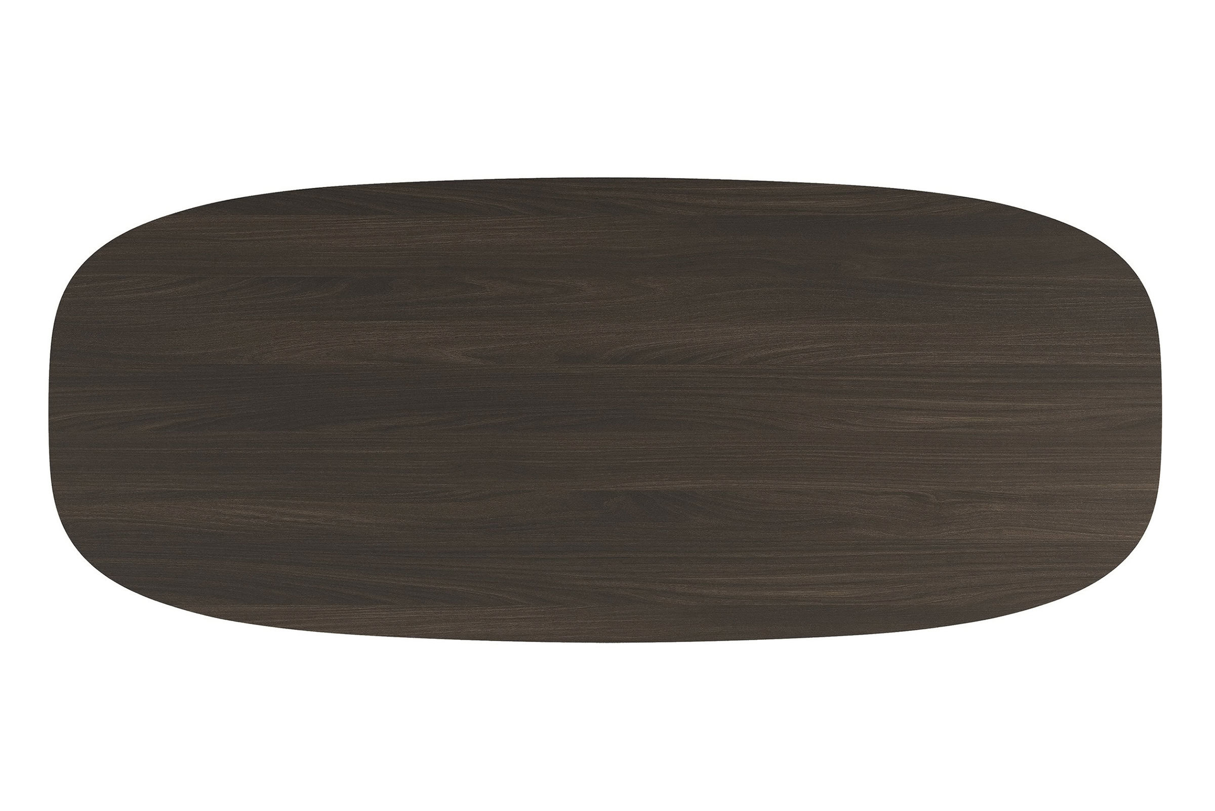 Sleek dark wood oval coffee table for modern living room decor and furniture arrangements.