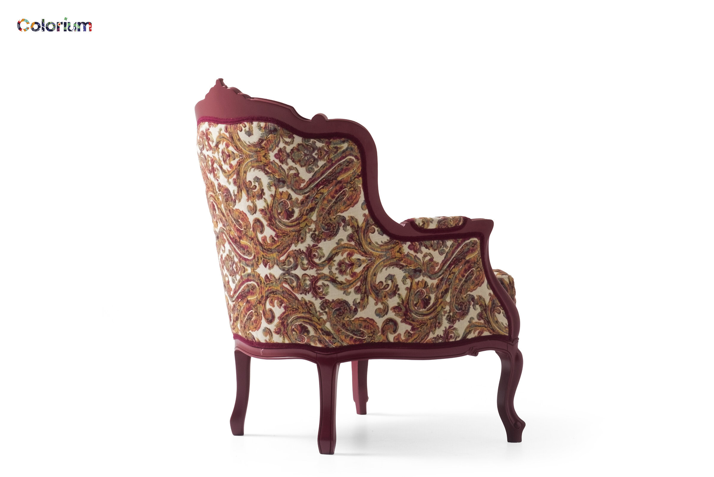 Elegant vintage armchair with floral upholstery and wooden frame, perfect for luxury living rooms and classic home decor.