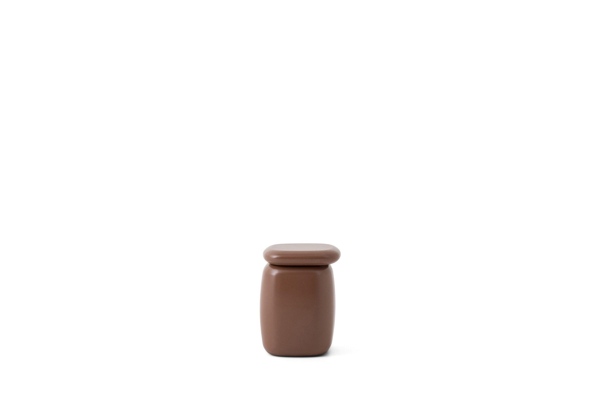 Elegant modern brown stool from Saloni Furniture with smooth finish and minimalist design, perfect for contemporary home decor.