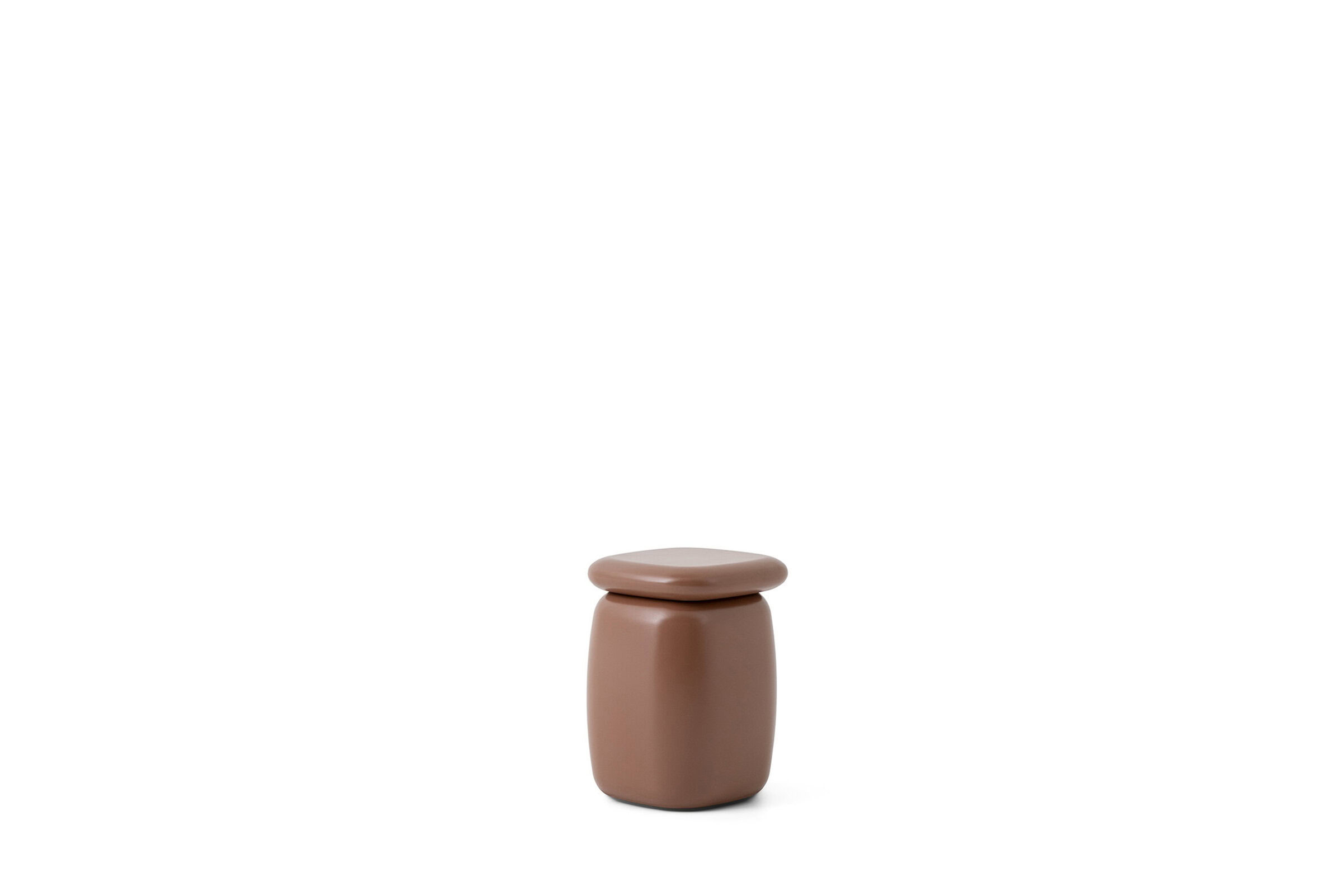 Stylish modern brown stool with smooth curves, ideal for living rooms, bedrooms, or as a decorative accent in contemporary interior design.