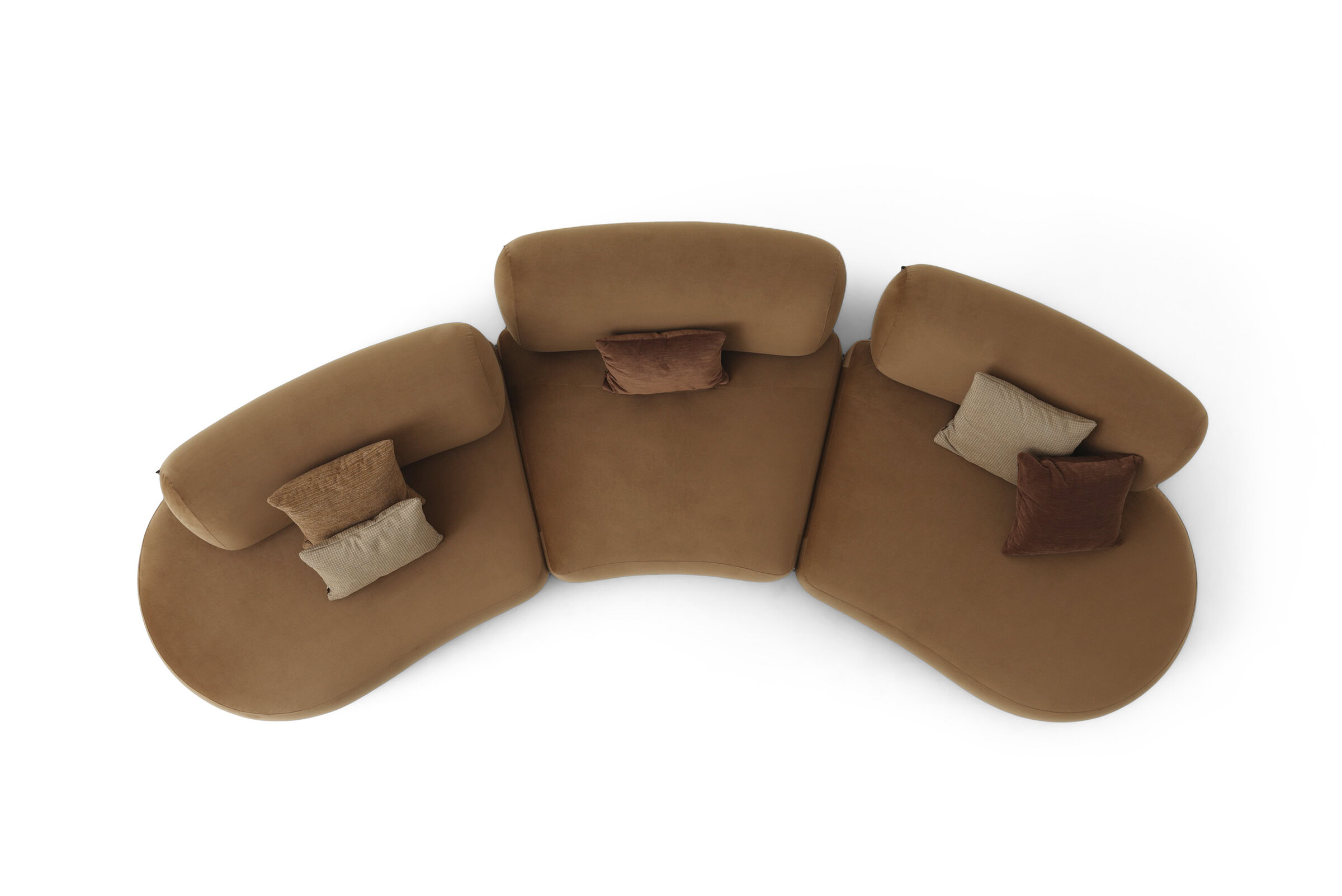 Contemporary brown modular sofa with plush cushions, ideal for stylish living rooms and comfortable seating arrangements.