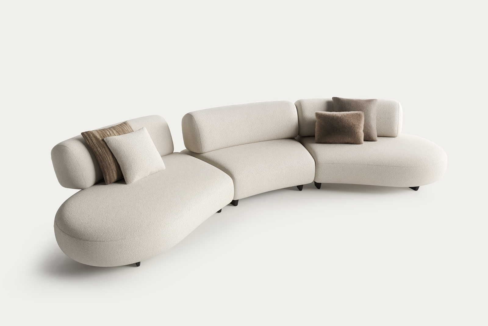 Elegant modern sectional sofa by Saloni Furniture with plush cushions and neutral tones, perfect for contemporary living rooms.