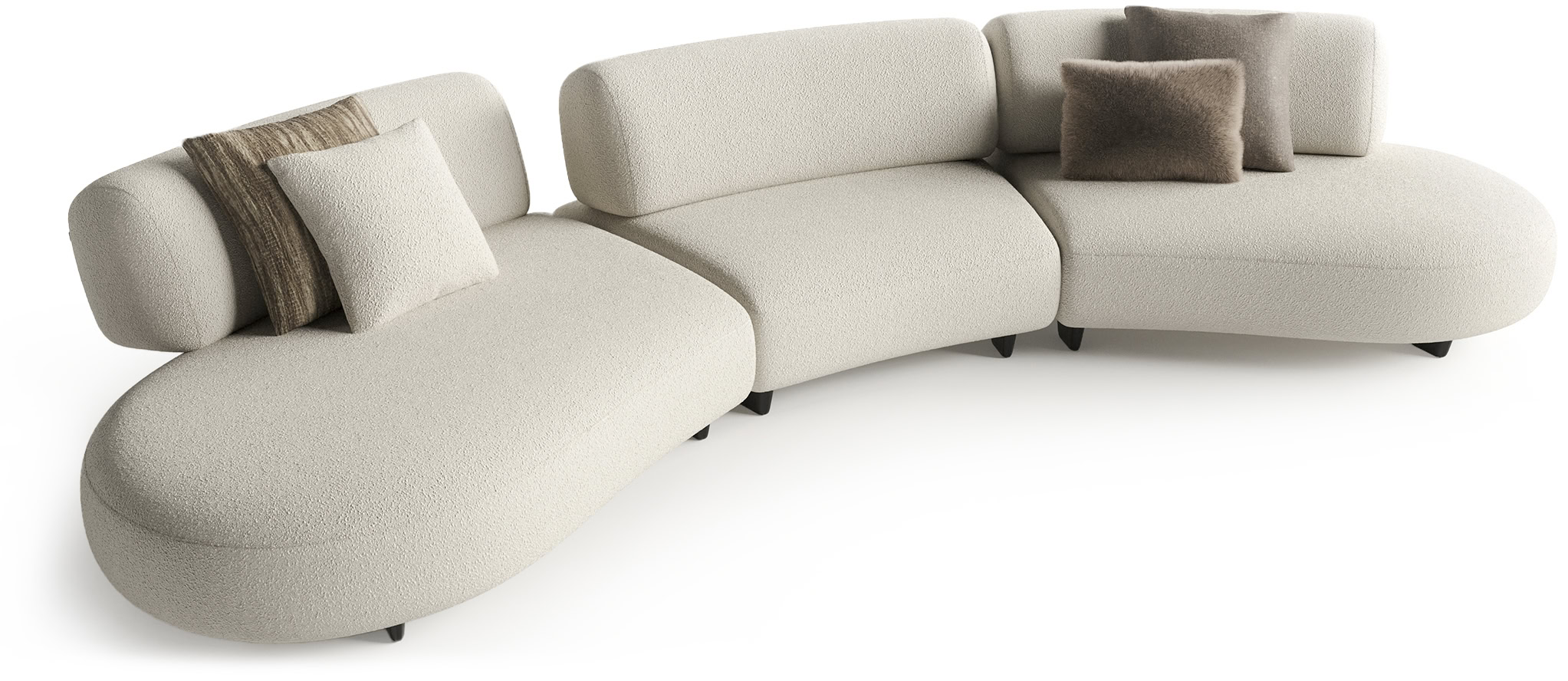 Elegant beige sectional sofa with plush cushions, perfect for contemporary living rooms and family spaces. Designed for comfort and style, ideal for modern home interiors.