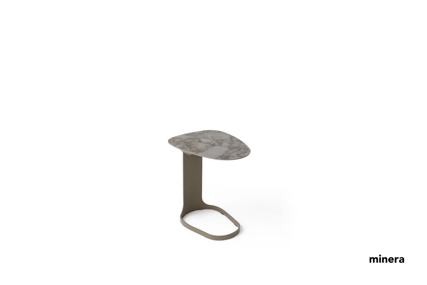 Luxurious modern side table with marble top and sleek beige base, ideal for enhancing contemporary living room or bedroom decor. Perfect for stylish, functional furniture in upscale homes.