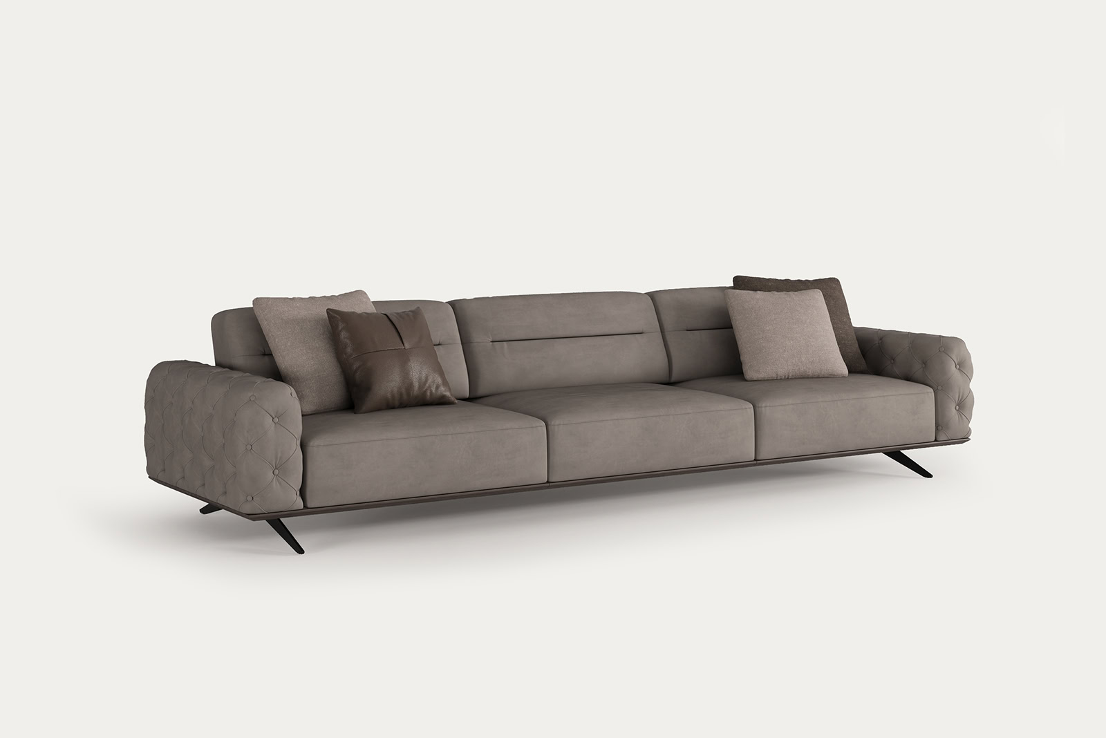 Elegant taupe sofa with plush cushions and sleek design, ideal for contemporary living spaces. Perfect for stylish home decor and comfort.