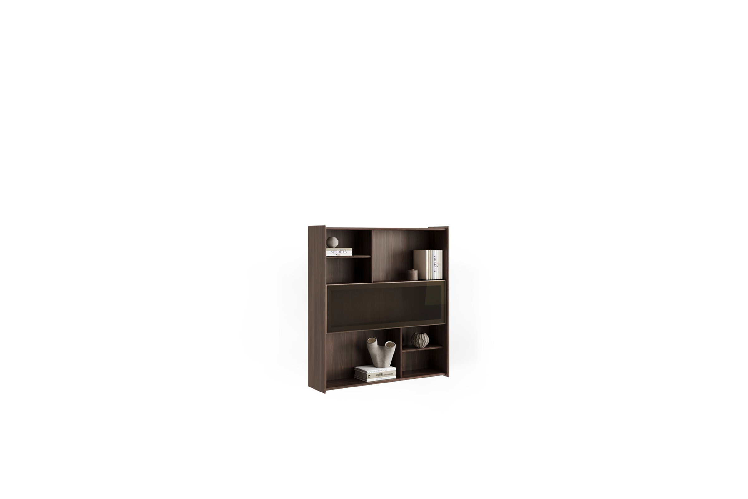 Spacious modern wooden bookshelf with multiple compartments for stylish home or office storage and decor.