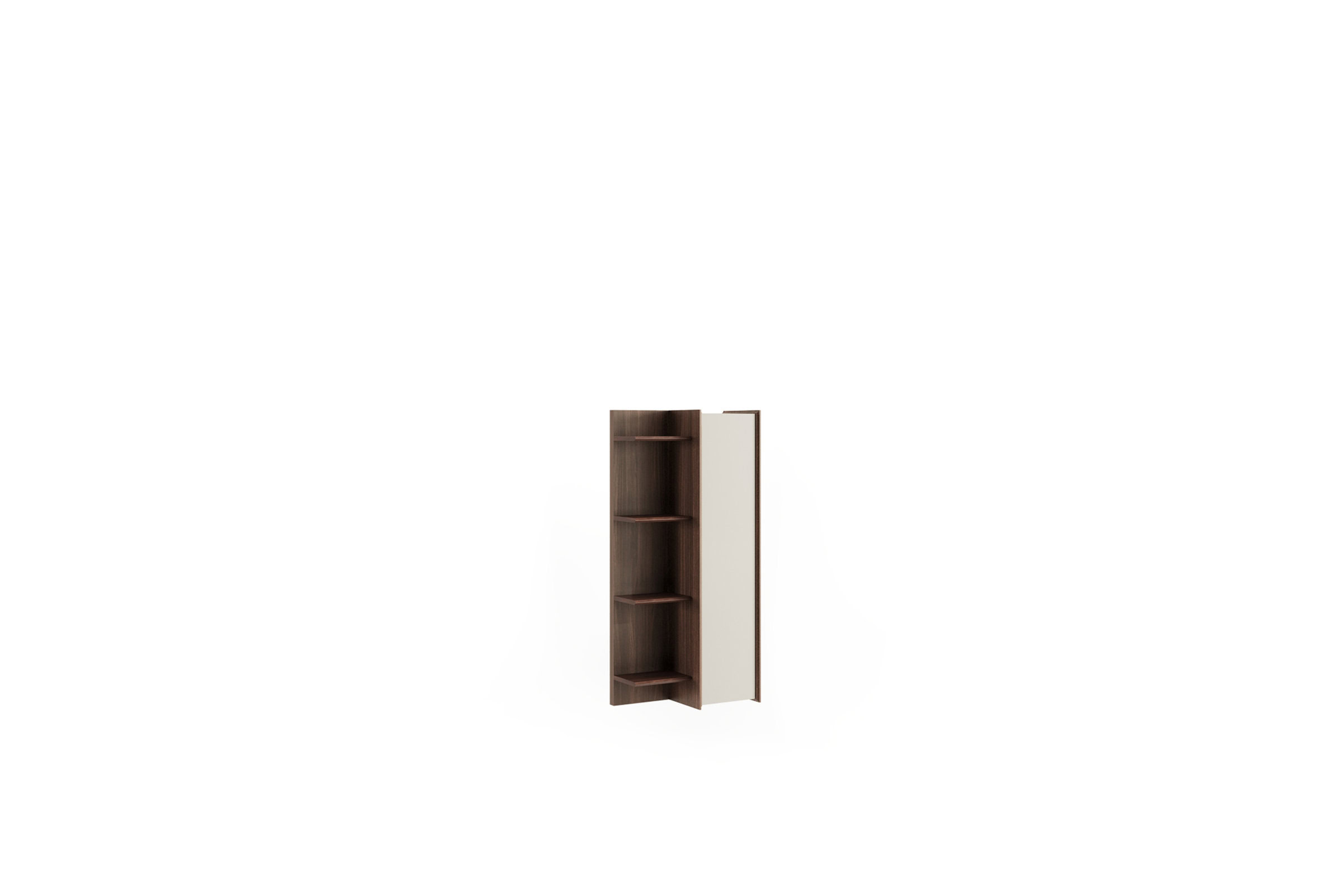 Modern wooden bookshelf with white sliding door, ideal for home and office storage solutions, showcasing stylish craftsmanship and versatile design for contemporary interiors.