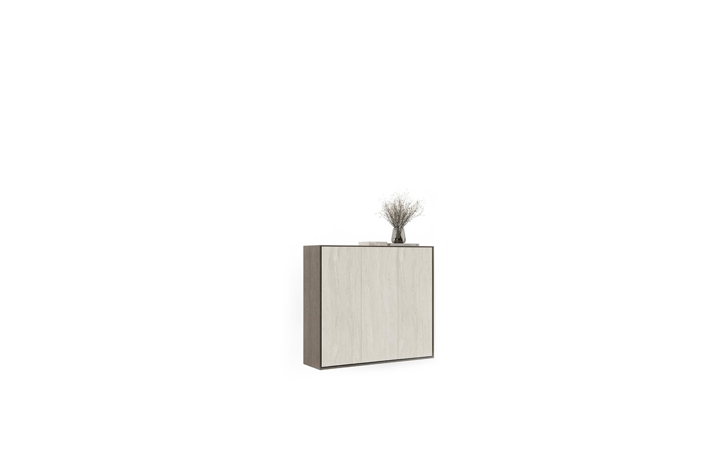 Sleek modern minimalist storage cabinet in neutral tones for contemporary interiors.