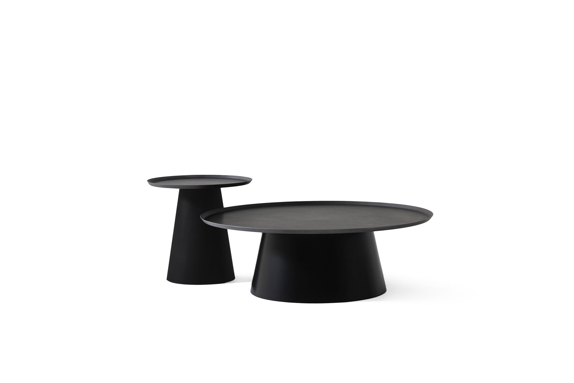 Set de măsuțe de cafea moderne, negre, cu design minimalist, ideale pentru livinguri contemporane și decor interior elegant, create pentru durabilitate și eleganță.