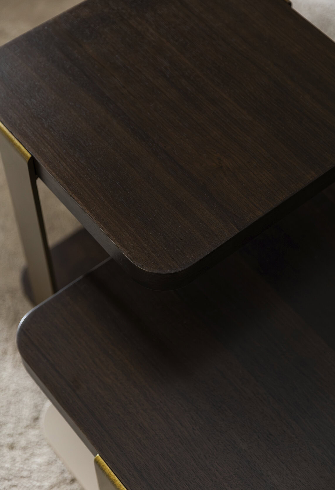 Elegant dark wooden side tables from Saloni Furniture with sleek design and modern style, perfect for living room or bedroom decor.