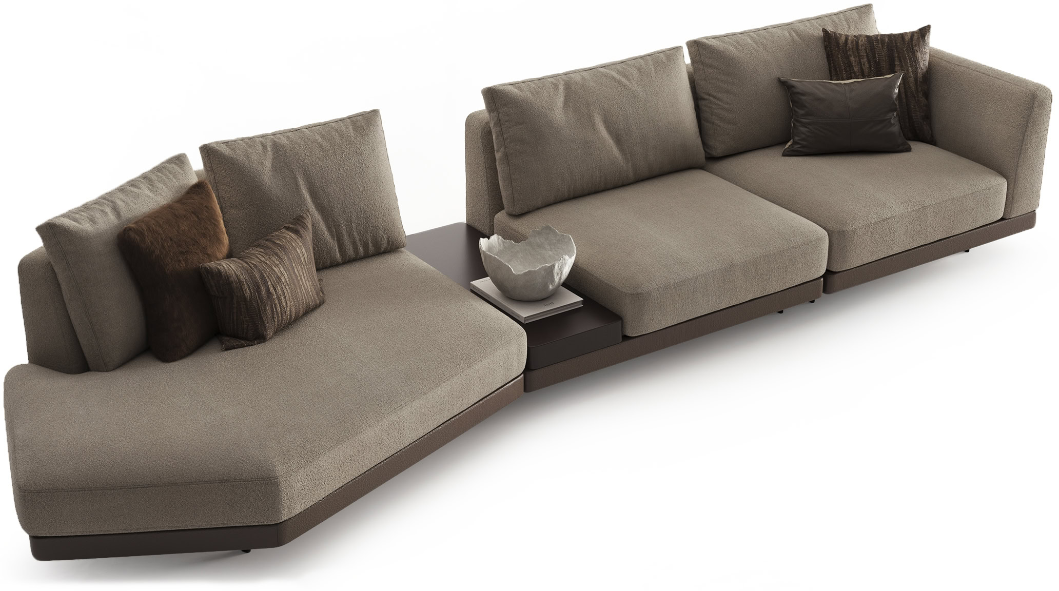 Elegant modern modular sofa with plush cushions, perfect for contemporary living rooms, offering comfort and stylish design.