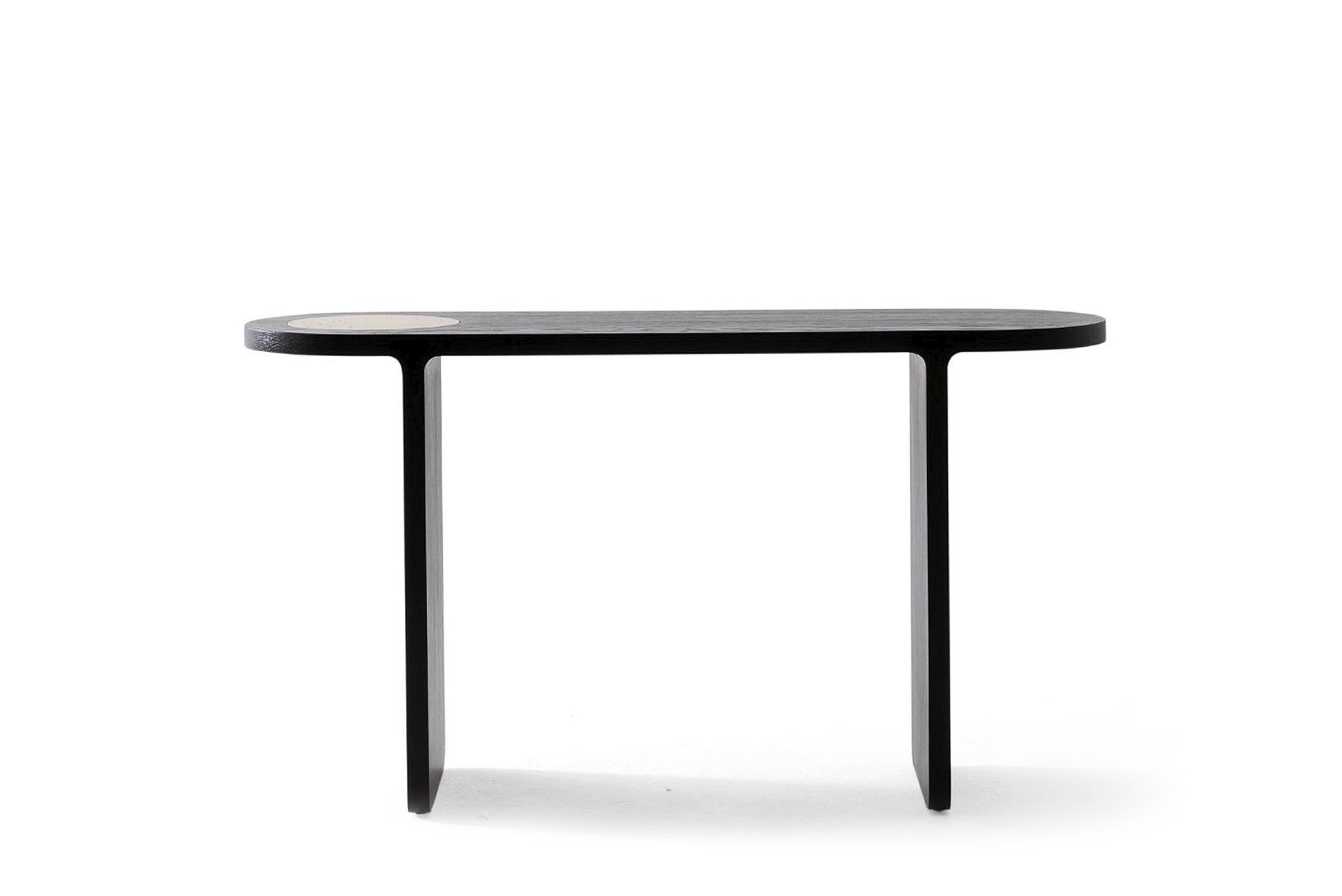 Contemporary black wooden dining table with sleek minimalist design, perfect for modern homes and stylish interiors.