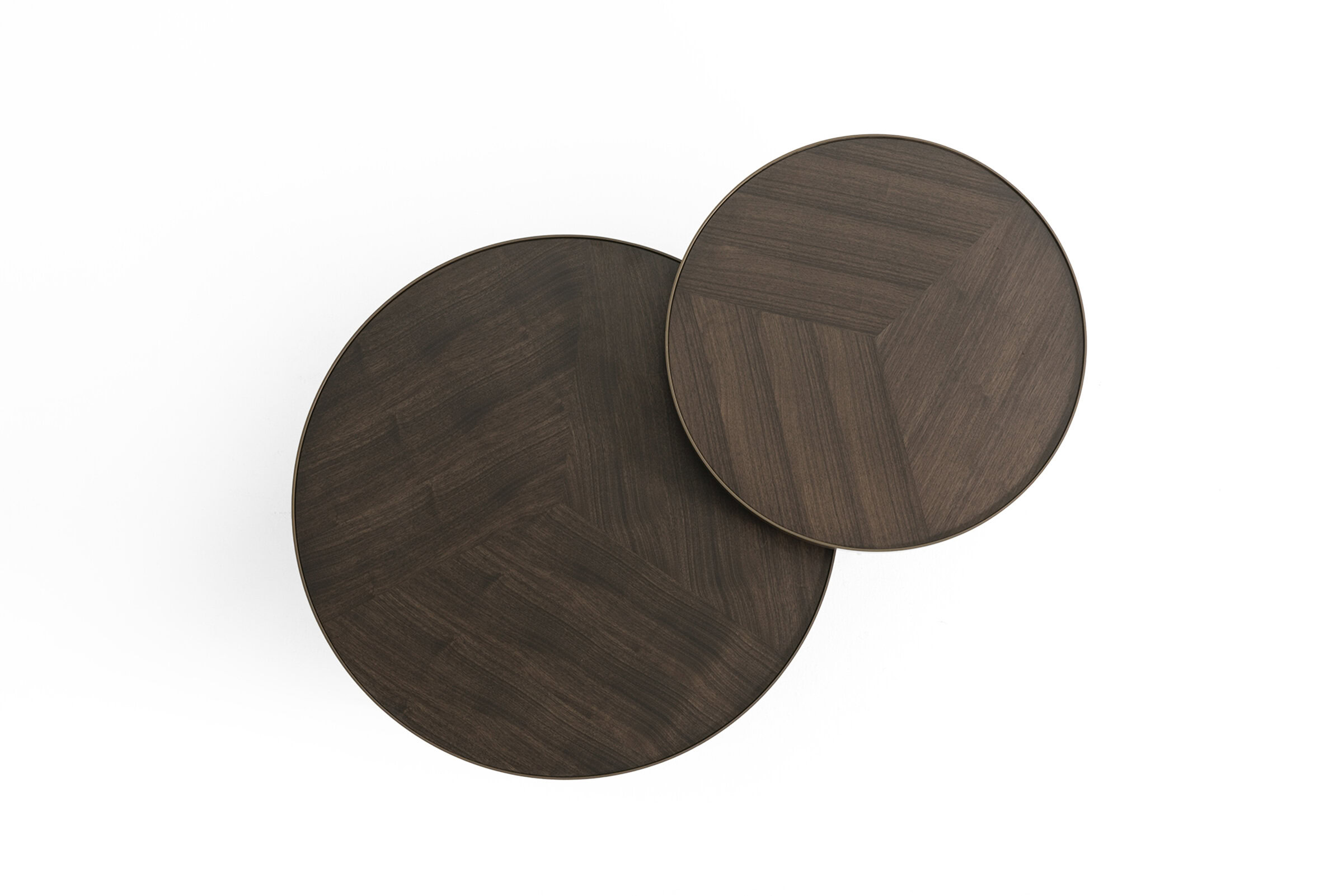 Modern dark wood round coffee tables set, stylish and functional for contemporary living rooms, made with high-quality materials for durability and elegant interior decor.