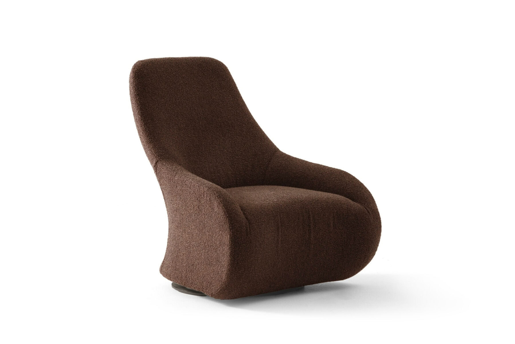 Luxurious brown upholstered modern lounge chair, ergonomic design for comfort, ideal for living rooms and reading corners, crafted with premium materials for stylish interior decor.