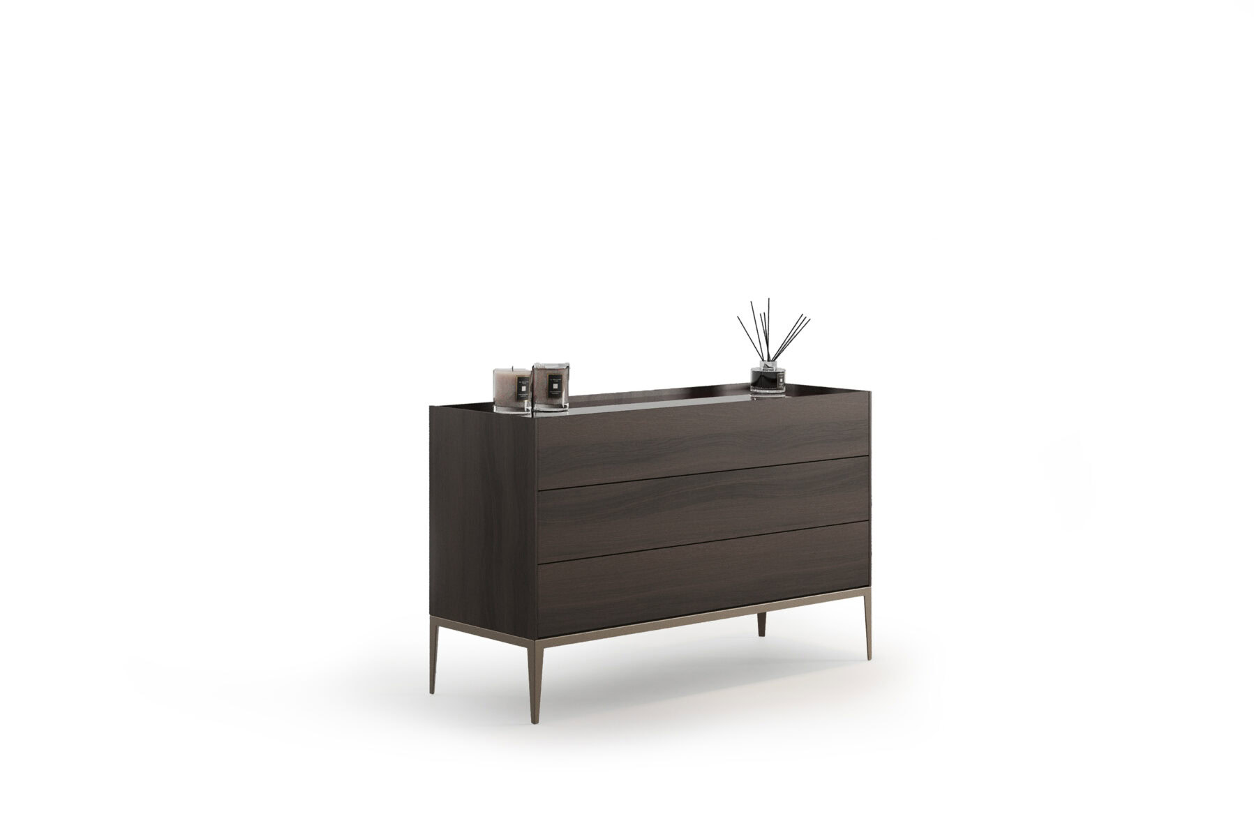 Stylish walnut sideboard with sleek design, ideal for contemporary living rooms and dining areas, offering ample storage space and a sophisticated look.