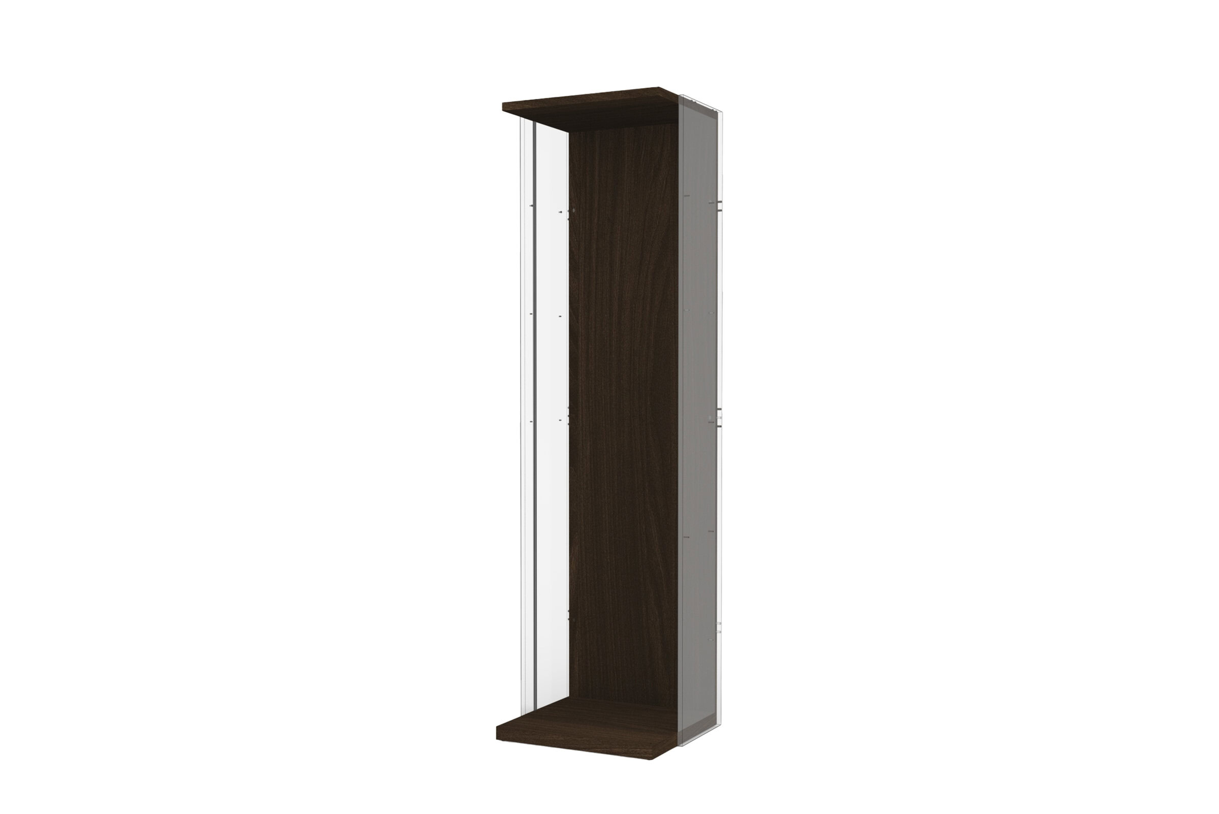 Modern wooden wardrobe with metal side panels, ideal for stylish and functional bedroom or office storage solutions. Perfect for contemporary decor.