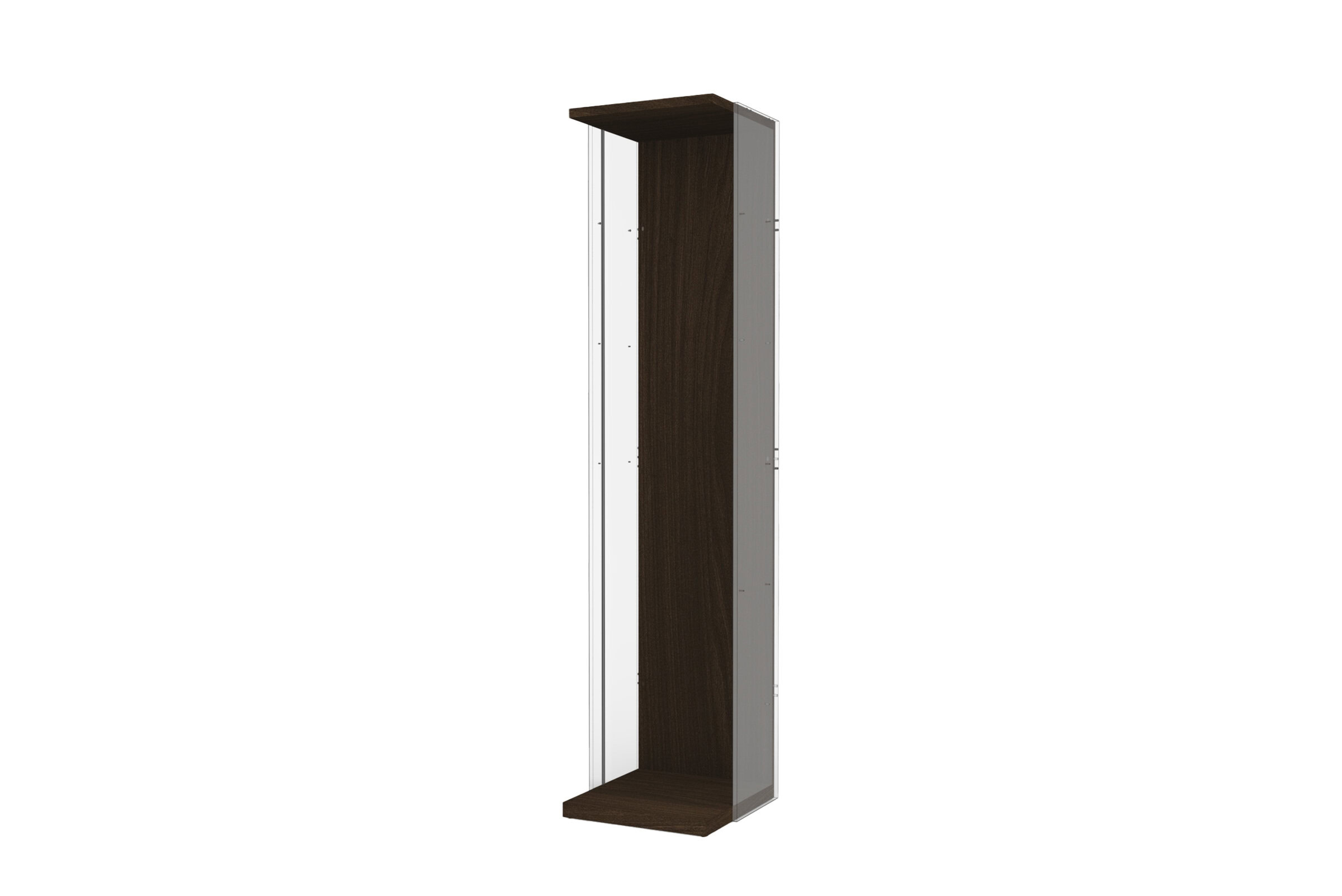 Modern dark wood and metal bookshelf for stylish storage solutions.