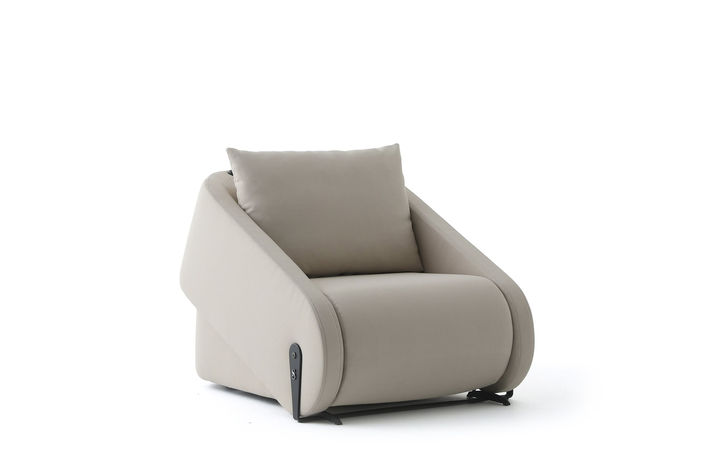 Luxurious beige modern armchair with plush cushion, ideal for contemporary living room decor and enhancing seating comfort.