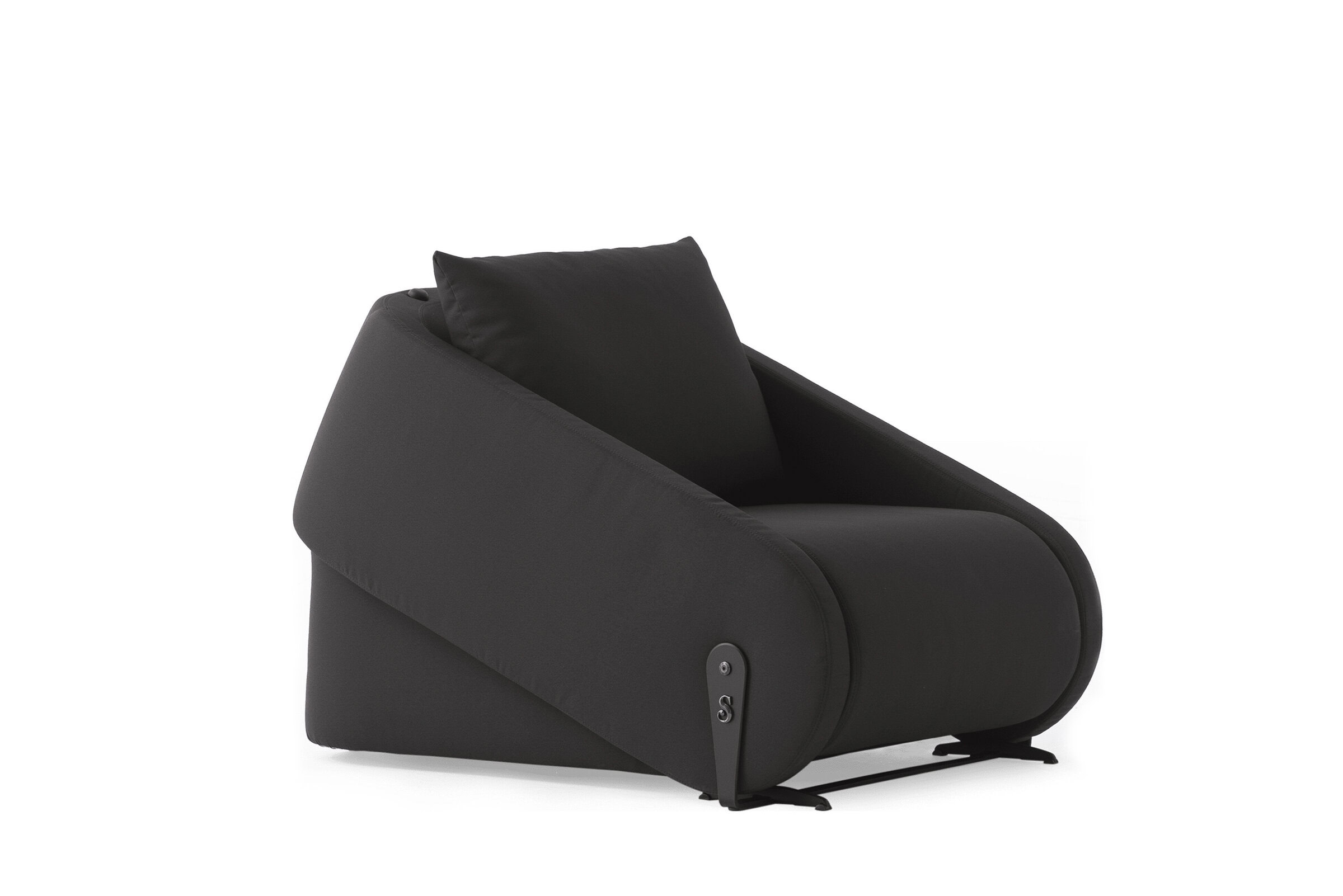 Stylish black modern armchair with plush cushioning and sleek design, perfect for contemporary living rooms and cozy spaces, providing comfort and sophisticated decor.