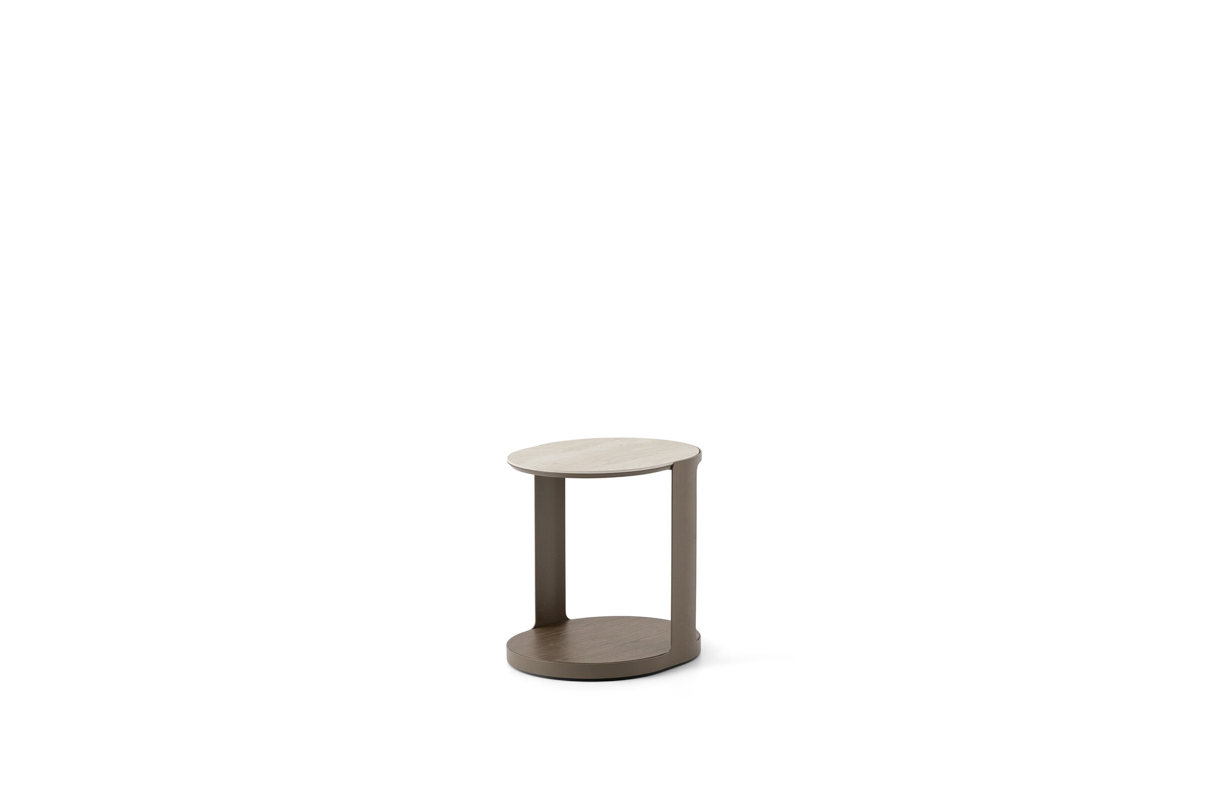 Elegant wooden side table with a round top and open shelf design, ideal for living rooms or bedrooms, showcasing high-quality craftsmanship and stylish finish.