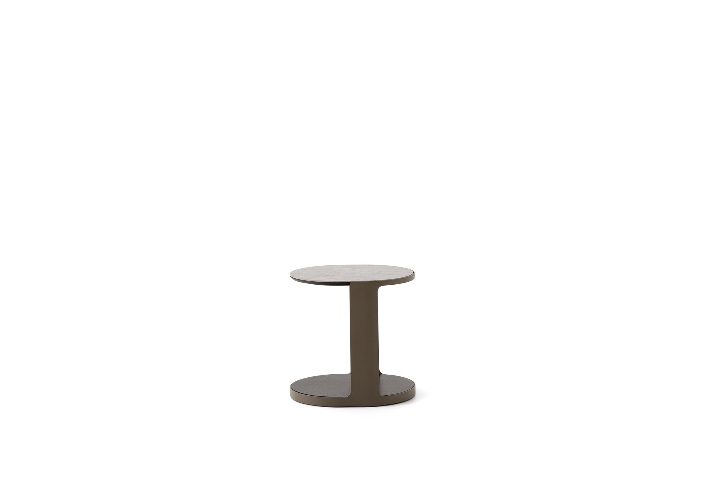 Elegant modern side table from Saloni Furniture with a sleek design and neutral finish, perfect for contemporary living spaces.