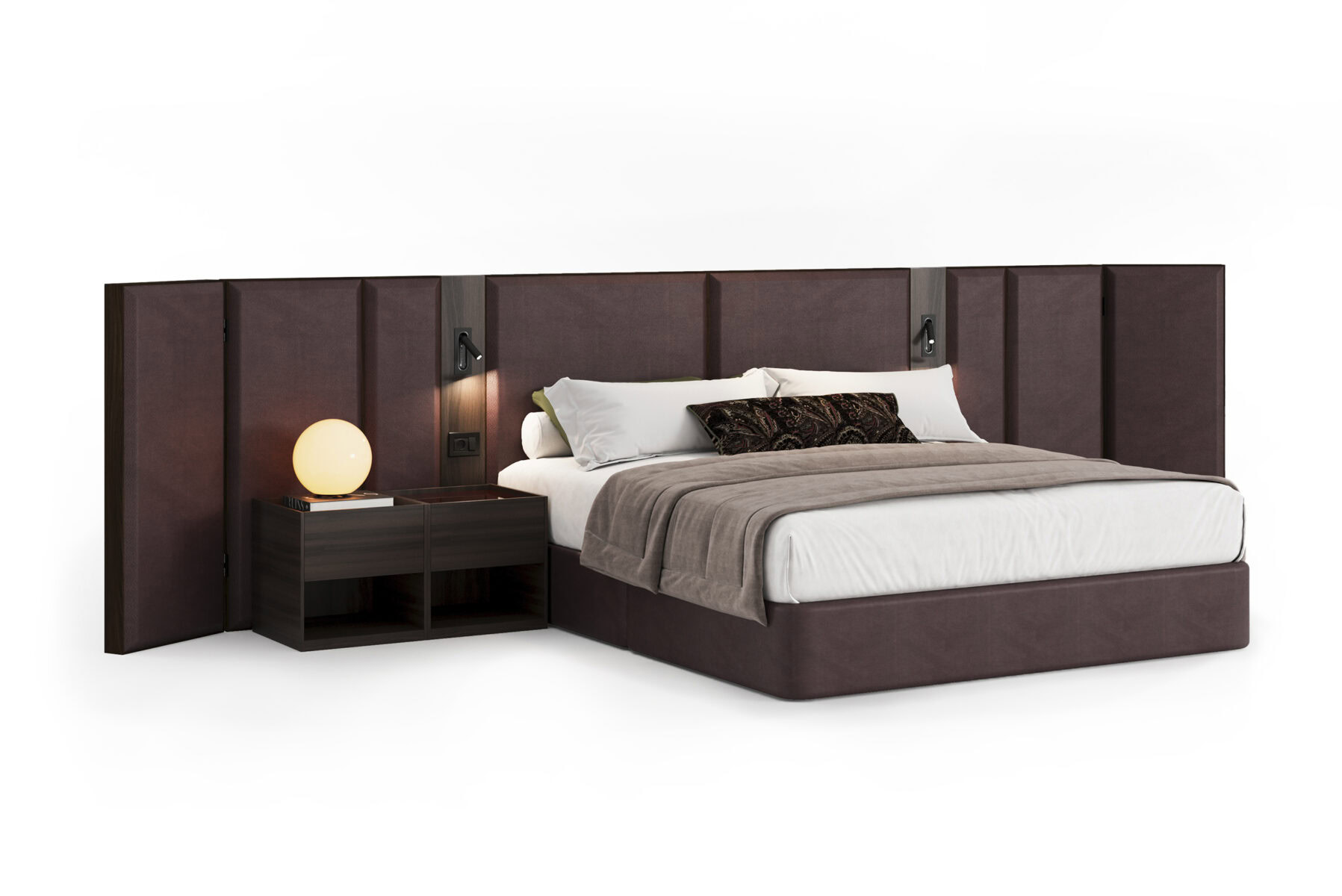 A luxurious upholstered bed featuring a sleek headboard panel design, perfect for contemporary bedrooms. Crafted with high-quality materials for durability and style.