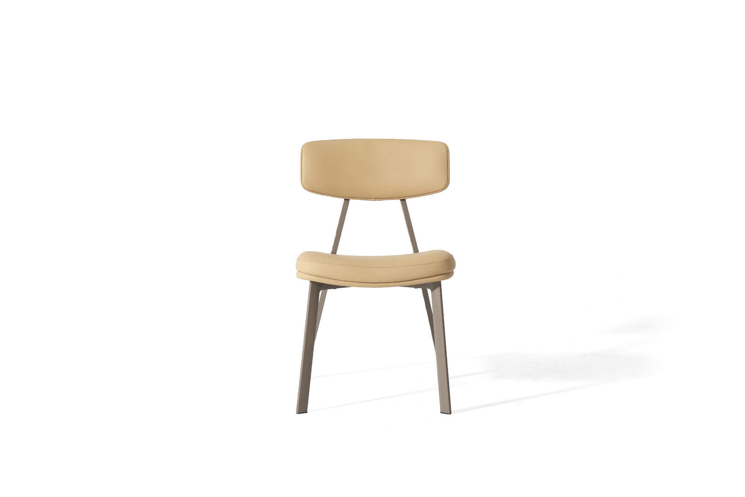Contemporary beige upholstered chair with wooden legs, perfect for modern home or office interiors, combining style and comfort in elegant furniture designs.